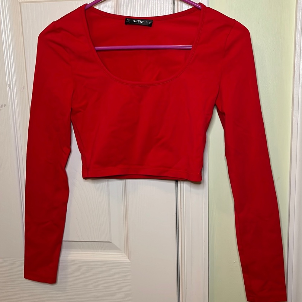 Shein Red Crop Top with Sleeves